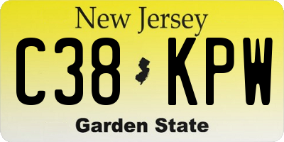 NJ license plate C38KPW