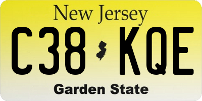 NJ license plate C38KQE
