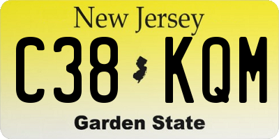 NJ license plate C38KQM