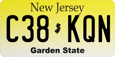 NJ license plate C38KQN