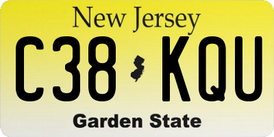 NJ license plate C38KQU