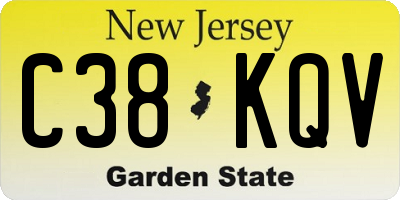 NJ license plate C38KQV