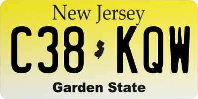 NJ license plate C38KQW