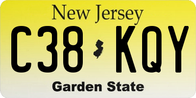 NJ license plate C38KQY