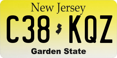 NJ license plate C38KQZ