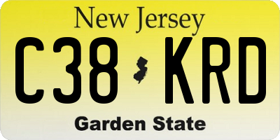 NJ license plate C38KRD