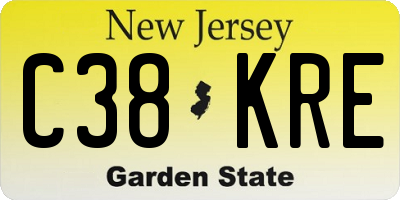 NJ license plate C38KRE