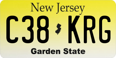 NJ license plate C38KRG
