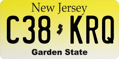 NJ license plate C38KRQ