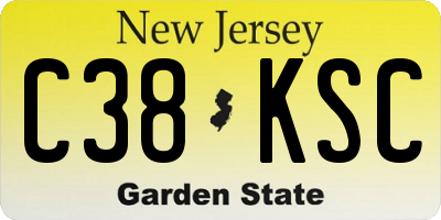 NJ license plate C38KSC