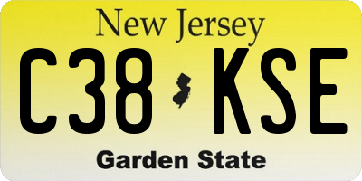 NJ license plate C38KSE