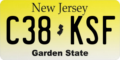 NJ license plate C38KSF