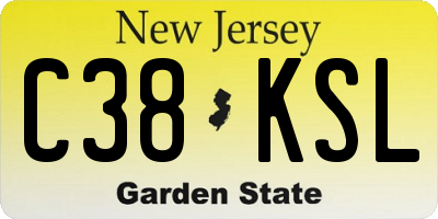 NJ license plate C38KSL