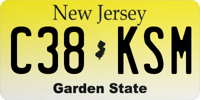 NJ license plate C38KSM
