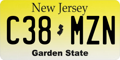 NJ license plate C38MZN