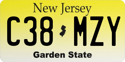 NJ license plate C38MZY