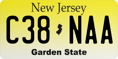 NJ license plate C38NAA