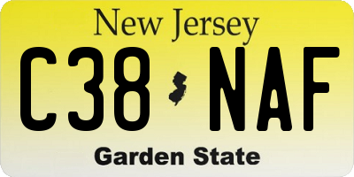 NJ license plate C38NAF