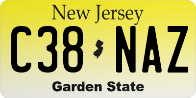 NJ license plate C38NAZ