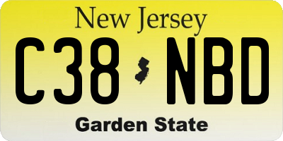 NJ license plate C38NBD
