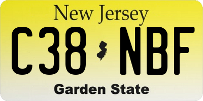 NJ license plate C38NBF