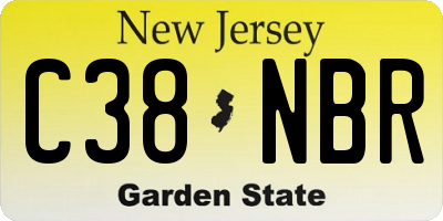 NJ license plate C38NBR
