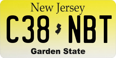NJ license plate C38NBT