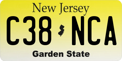 NJ license plate C38NCA