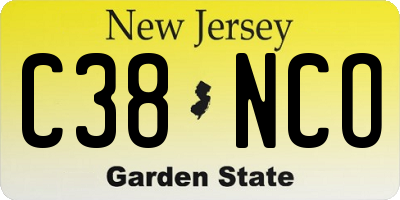 NJ license plate C38NCO