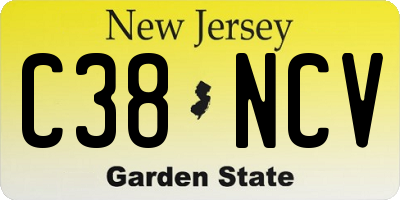 NJ license plate C38NCV