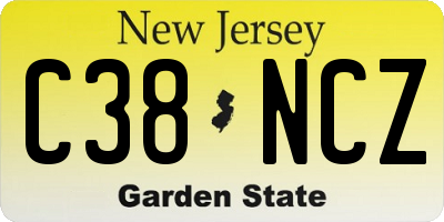 NJ license plate C38NCZ