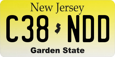 NJ license plate C38NDD