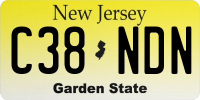 NJ license plate C38NDN