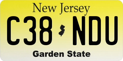 NJ license plate C38NDU