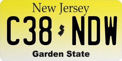 NJ license plate C38NDW