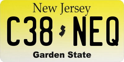 NJ license plate C38NEQ