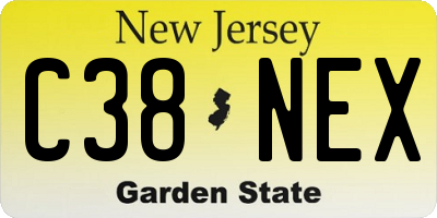 NJ license plate C38NEX