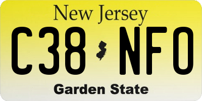 NJ license plate C38NFO