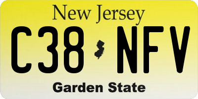 NJ license plate C38NFV
