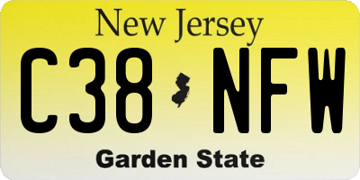 NJ license plate C38NFW