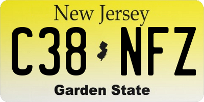 NJ license plate C38NFZ