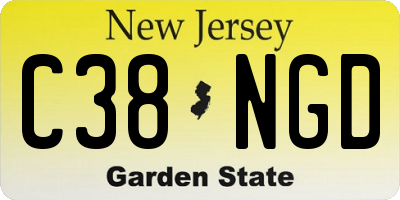 NJ license plate C38NGD