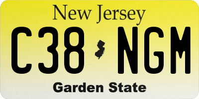 NJ license plate C38NGM