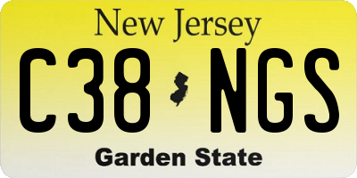 NJ license plate C38NGS