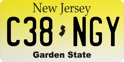 NJ license plate C38NGY