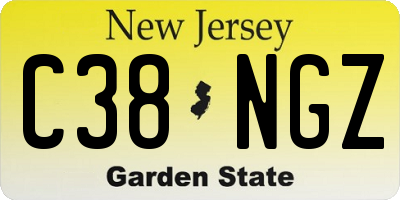 NJ license plate C38NGZ