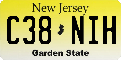 NJ license plate C38NIH