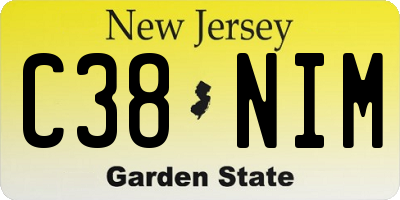 NJ license plate C38NIM