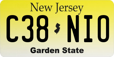 NJ license plate C38NIO