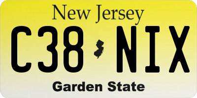 NJ license plate C38NIX